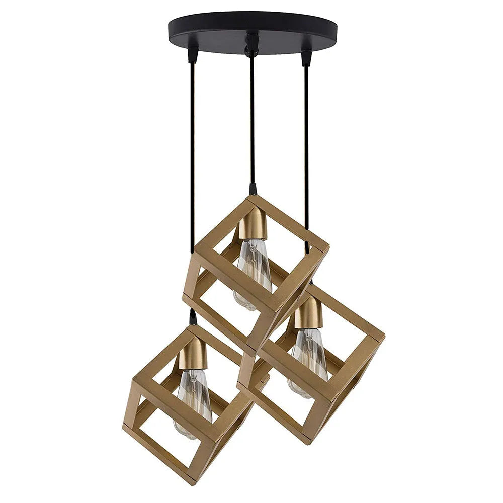 Classic Cubic Golden Framed Cluster Ceiling Light (Bulb not included)